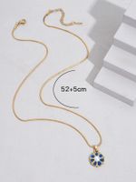 Stainless Steel 18K Gold Plated Vintage Style Simple Style Polishing Enamel Inlay Flower Artificial Pearls Pendant Necklace main image 3
