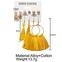 6 Pairs Simple Style Geometric Tassel Alloy Cotton Drop Earrings Ear Studs main image 2