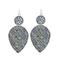 1 Pair Ig Style Shiny Geometric Leaves Inlay Pu Leather Glass Stone Drop Earrings main image 9