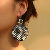 1 Pair Ig Style Shiny Geometric Leaves Inlay Pu Leather Glass Stone Drop Earrings main image 6