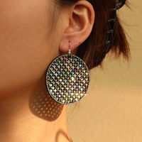 1 Pair Ig Style Shiny Geometric Leaves Inlay Pu Leather Glass Stone Drop Earrings main image 7