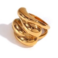 Simple Style Classic Style Solid Color Stainless Steel Plating 18k Gold Plated Rings sku image 3
