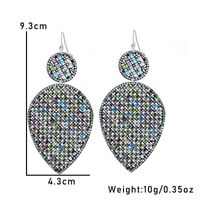 1 Pair Ig Style Shiny Geometric Leaves Inlay Pu Leather Glass Stone Drop Earrings main image 3
