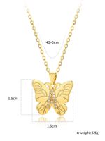Simple Style Heart Shape Butterfly Stainless Steel Copper Inlay Zircon 18k Gold Plated Pendant Necklace main image 3