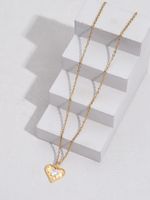 Einfacher Stil Herzform Schmetterling Rostfreier Stahl Kupfer Inlay Zirkon 18 Karat Vergoldet Halskette Mit Anhänger main image 1