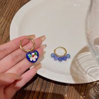 1 Pair Ig Style Vintage Style Geometric Heart Shape Flower Enamel Plating Copper Earrings sku image 1