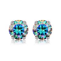 Simple Style Geometric Sterling Silver Gra Plating Inlay Moissanite Silver Plated Ear Studs sku image 6