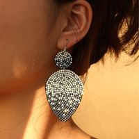 1 Pair Commute Shiny Leaves Inlay Pu Leather Opal Drop Earrings main image 4
