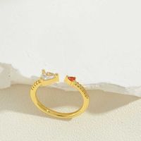 Vintage Style Simple Style Commute Round Water Droplets Rectangle Copper Plating Inlay Zircon 14k Gold Plated Open Rings sku image 5