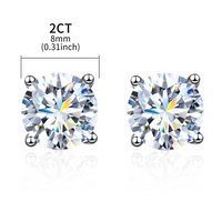 Simple Style Geometric Sterling Silver Gra Plating Inlay Moissanite Silver Plated Ear Studs main image 3