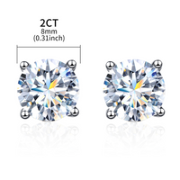 Style Simple Géométrique Argent Sterling Gra Placage Incruster Moissanite Plaqué Argent Boucles D'oreilles main image 3