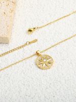 Retro Simple Style Star Copper Toggle Inlay Zircon 18k Gold Plated Pendant Necklace main image 4