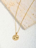 Retro Simple Style Star Copper Toggle Inlay Zircon 18k Gold Plated Pendant Necklace main image 1