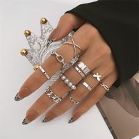 Elegant Simple Style Geometric Alloy Hollow Out Pearl Silver Plated Women's Rings sku image 1
