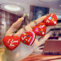 Cute Letter Heart Shape Pvc Valentine's Day Couple Keychain main image 1