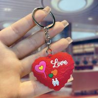 Cute Letter Heart Shape Pvc Valentine's Day Couple Keychain sku image 3
