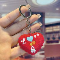 Cute Letter Heart Shape Pvc Valentine's Day Couple Keychain sku image 2