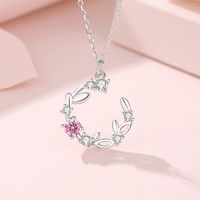 Sweet Simple Style Wreath Sterling Silver Zircon Pendant Necklace main image 7