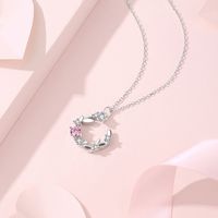 Sweet Simple Style Wreath Sterling Silver Zircon Pendant Necklace main image 5