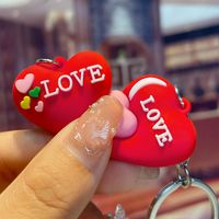 Cute Letter Heart Shape Pvc Valentine's Day Couple Keychain main image 4