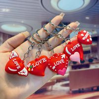 Cute Letter Heart Shape Pvc Valentine's Day Couple Keychain main image 2