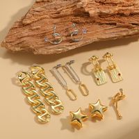 1 Pair Vintage Style Simple Style Commute Pentagram Solid Color Plating Inlay Copper Zircon 14k Gold Plated Ear Cuffs Earrings main image 3