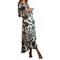 Women's Regular Dress Vintage Style Round Neck Nine Points Sleeve Flower Maxi Long Dress Daily main image 4