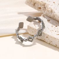 Simple Style Rhombus Stainless Steel Patchwork Open Rings main image 5