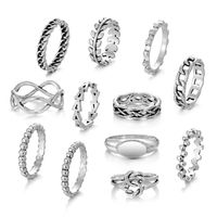 Ig Style Elegant Vintage Style Geometric Alloy Hollow Out Silver Plated Women's Rings sku image 1