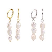 1 Pair Simple Style Round Beaded Sterling Silver Drop Earrings main image 1