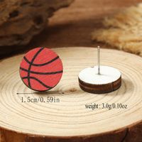 1 Paire Vacances Style Simple Balle Basket-ball Football Peint Bois Plaqué Argent Boucles D'oreilles sku image 4