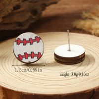 1 Pair Vacation Simple Style Ball Basketball Football Painted Wood Silver Plated Ear Studs sku image 2
