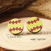 1 Pair Vacation Simple Style Ball Basketball Football Painted Wood Silver Plated Ear Studs main image 2