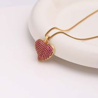 Elegant Heart Shape Stainless Steel Artificial Gemstones Copper Zircon 18k Gold Plated sku image 5