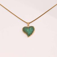 Elegant Heart Shape Stainless Steel Artificial Gemstones Copper Zircon 18k Gold Plated main image 5