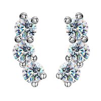 1 Paire Style Simple Lignes Gra Placage Incruster Argent Sterling Moissanite Plaqué Argent Boucles D'oreilles sku image 1