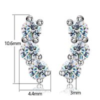 1 Pair Simple Style Lines Gra Plating Inlay Sterling Silver Moissanite Silver Plated Ear Studs main image 2