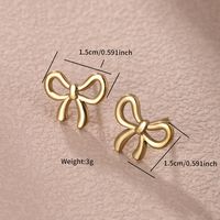 1 Pair XUPING Simple Style Circle Heart Shape Bow Knot 304 Stainless Steel Artificial Gemstones 18K Gold Plated Ear Studs sku image 2
