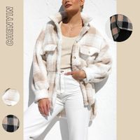 Women's Elegant Streetwear Plaid Single Breasted Coat Woolen Coat main image 1