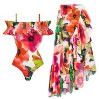 Women's Elegant Ditsy Floral Color Block 2 Pieces Set One Piece Swimwear main image 1
