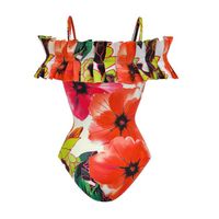 Women's Elegant Ditsy Floral Color Block 2 Pieces Set One Piece Swimwear main image 5