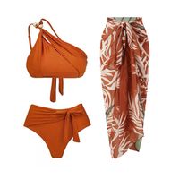 امرأة اللون الصامد 3 قطعة مجموعة البيكينيات ملابس السباحة main image 5