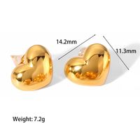 1 Pair Simple Style Heart Shape Plating Stainless Steel Drop Earrings Ear Studs sku image 2