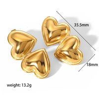 1 Pair Simple Style Heart Shape Plating Stainless Steel Drop Earrings Ear Studs main image 6