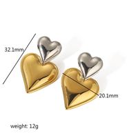 1 Pair Simple Style Heart Shape Plating Stainless Steel Drop Earrings Ear Studs sku image 4