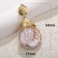 1 Piece Simple Style Sector Leaves Freshwater Pearl Copper Plating Inlay Jewelry Accessories main image 2