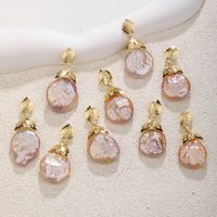 1 Piece Simple Style Sector Leaves Freshwater Pearl Copper Plating Inlay Jewelry Accessories main image 1