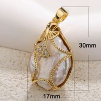 1 Piece Simple Style Sector Leaves Freshwater Pearl Copper Plating Inlay Jewelry Accessories sku image 3