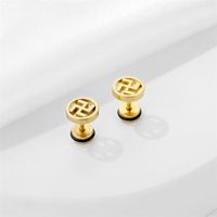 1 Piece Chinoiserie Geometric Plating Stainless Steel Ear Studs main image 4