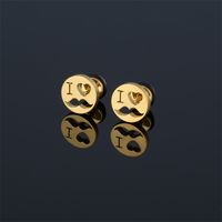 1 Piece Vintage Style Letter Heart Shape Plating Stainless Steel Ear Studs main image 5